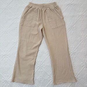 Magaschoni Organic Cotton Texture Resort Wide Leg Pants Size M